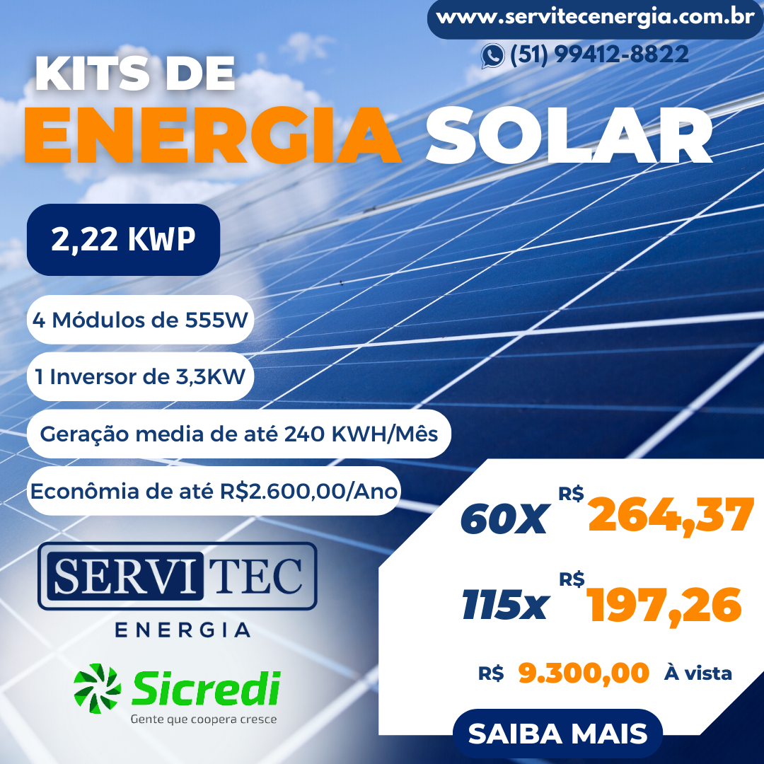 Kit Gerador Solar 2.2 Kwp