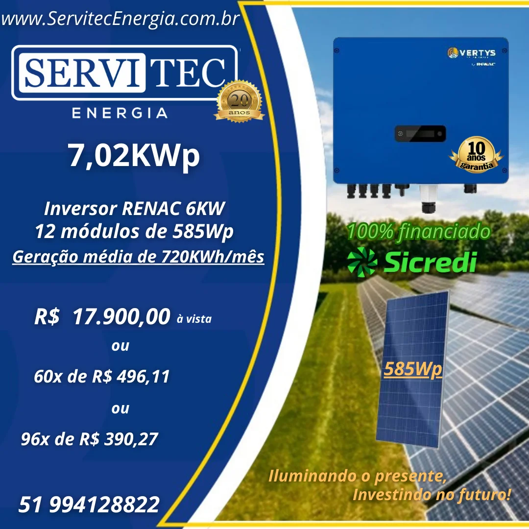 Kit Gerador Solar 7,02Kwp